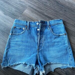Levi's Light Blue Denim Ribcage Shorts